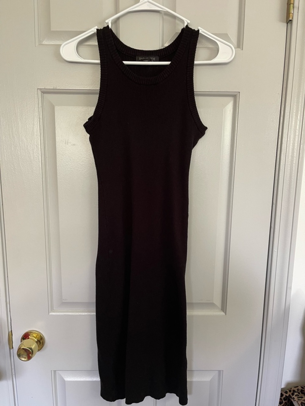 Rachel Zoe Black Ribbed Maxi Tank Dress